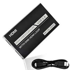 4K HDMI キャプチャーボード USB3.0 パススルー 60fps ビデオ ゲームキャプチャー フル HD ビデオキャプチャー 内蔵 ゲーム実況生配信、会議、ライブビデオ配信、画面共有、録画に適用 コンパクト Nintendo Switch、Xb