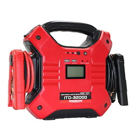 ハチハチハウス ジャンプスターター ITO-32000 12V 24V 大容量 32000mAh メーカー保証1年 ガソリン/ディーゼル車対応 最大電流 1200A LiFePO4 安全保護機能 プラス/マイナス逆接続警告アラーム機能付き L1614F