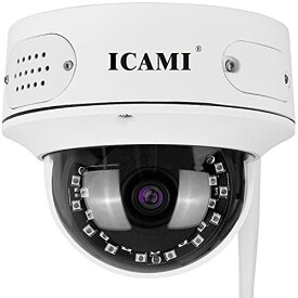 ICAMI 防犯カメラ 屋外 屋内 ワイヤレス 800万画素 SDカード録画 留守 ネットワークカメラ 車上荒らし 遠隔監視 スマホ マイク内蔵 防水 IPカメラ 双方向音声 無線 首振り不可