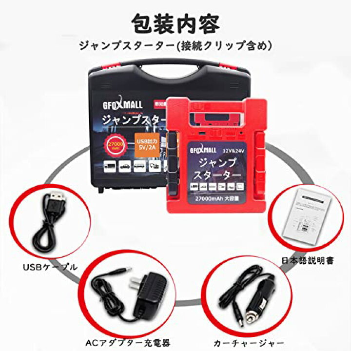楽天市場】Gfoxmall ジャンプスターター 12v/24v ガソリン/ディーゼル 