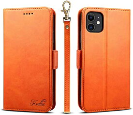 Keallce iphone11 手帳型 ケース 手帳 アイフォン11 カードケース サイドマグネット Qi充電対応 スタンド機能 スマホケース 財布型 カバー オレンジ 6.1inch