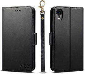 iphone XR ケース 手帳型 アイフォンxr Qi充電対応 カードケース サイドマグネット スタンド機能 iphonexr スマホケース 財布型 カバー ブラック 6.1inch