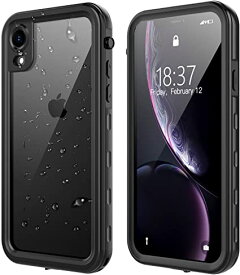 iPhone XR 用 ケース 防水ケース 耐衝撃 衝撃吸收 防塵 防雪 米軍MIL規格 360°保護 クリア 付け外し簡単 保護タッチパネルスクリーン付き ストラップ付き ワイヤレス充電対応 操作便利 全面保護カバー 雨の日、お風呂など適用（6.1インチ）