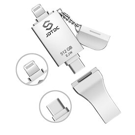 Apple MFi認証 512GB iPhone USB フラッシュドライブ 3 in1 iPhone バックアップ フォトスティック Lighting USBメモリ iPhone/PC/Android/iPad IOS 9.0 対応 Type C USB 3.0 容量不足解消
