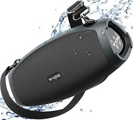 Bluetoothスピーカー 重低音 IPX6防水 ポータブルワイヤレスアウトドアスピーカー、、42時間連続再生 パワーバンク、DSP、クリスタルクリアオーディオ、2台ペアリング、EQ、TFカード、AUX W-KING 120W MAX 70W RMS