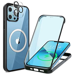 iPhone 13 Pro Max �p �P�[�X �N���A ���ʋ����K���X 360°�S�ʕی� [MagSafe�Ή�] [�s�q�^�b�`] �}�O�Z�[�t ���C�����X�[�d�Ή� �ϏՌ� �A�C�t�H�� 13 Pro Max �X�}�z�P�[�X �l�C 6.7�C���` (�u���b�N)