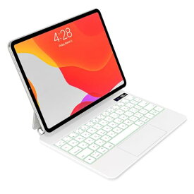 QERDAOYI マジックキーボード 2025 iPad 第11世代11 インチ A16 &iPad第10世代10.9インチ（A2696/A2757/A2777）に対応 日本語配列 高精度トラックパッド付き ipadキーボード付きケース 7色バックライト 磁気吸着ケース 角度調整可能 横置きスタンド ホワイト