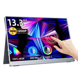 kksmart ���o�C�����j�^�[ 13.3�C���` �^�b�`�p�l�� �y��400g ���P�x400nits 100% sRGB�F�� ���^ �A���~������➑� �摜�䎩���K�� 16:10 �𑜓x1920*1200 wuxga �X�s�[�J�[���� HDR���[�h�Ή� �����IPS�p�l