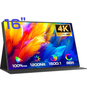 EVICIV ���o�C�����j�^�[ 16�C���` 4K 1200Nits�����P�x AG�����IPS�p�l�� 3840×2400 �Q�[�����j�^�[ ������16:10 1500:1 VESA HDR�Ή� 8Bit 100%sRGB �|�[�^�u���f�B�X�v���C �T�u���j�^ ���^ �y�� Type-C �~�jHDM