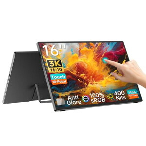 Intehill ���o�C�����j�^�[ 3k �^�b�`���j�^�[ 16 �C���` AG�����IPS�p�l�� 3072x1920 ������16:10 SRGB 100%�L�F�� 400nits���P�x �~�jPC/Macbook/�m�[�gPC/Switch�Ή��|�[�^�u�����j�^�[ 10�_�^�b�`�p�l�� U16ZT