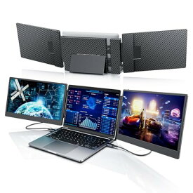 Laptomo S3ノートパソコン デュアルモニター14インチ FHD 1080P IPS トリプルモバイルモニター 、ポータブルPCトリプル 拡張ディスプレイ 2画面/3画面、に適用13-17インチノートパソコン、HDMI/Type-Cプラグアンドプ