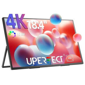 UPERFECT ���o�C�����j�^�[ 18.4�C���` �����^ �X�^���h�t�� ���� �|�[�^�u�����j�^�[ 4K 3840*2160 UHD 300nit�P�x ����� IPS �t���p�l�� �u���[�J�b�g VESA�Ή� ���^ �����^�� �T�u���j�^�[ �X�s�[�J