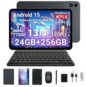 �^�u���b�g 13�C���` Wi-Fi���f�� TABWEE T60pro Android 15�A24GB+256GB+2TB�g���A 8�R�ACPU T7280�AFHD+ 120Hz Widevine L1 Netflix ��F���APD18�}���[�d 10000mAh�AGMS+5G WiFi+BT5.0�A�L�[�{�[�h/�}�E�X/�^�b�`�y��/�t�B��