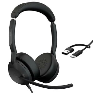 Jabra �w�b�h�Z�b�g Evolve2 50 UC Stereo USB C/A �����w�b�h�Z�b�g �L�� �w�b�h�z�� �}�C�N�t�� �X�e���I USB-C/USB-A�ڑ� �m�C�Y�L�����Z�����O 1�������K�ȃ��U�[�N�b�V���� Teams/Zoom�Ή� ��c Bluetooth
