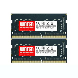 WINTEN �m�[�gPC�p������ DDR4-2666 32GB�i16GB×2���j 260Pin CL19 1.2V SODIMM SDRAM �����������[ ���݃������[ 5�N�ۏ� �����ۏ� WT-SD2666-D32GB