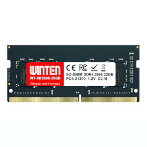 WINTEN �m�[�gPC�p������ DDR4-2666 32GB 260Pin CL19 1.2V SODIMM SDRAM �����������[ ���݃������[ 3�N�ۏ� WT-SD2666-32GB