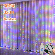 送料無料 イルミネーション LEDライト 3x3M 300球 防水 LED カーテンライト 流れるナイアガライルミネー…