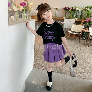 子供服 Tシャツ+スカート 上下セット キッズ ガールズ 韓国風 セットアップ 女の子 半袖 カジュアル おしゃれ 可愛い クールスタイル 体操服 普段着 チアガール キャンパス スポーツウェア