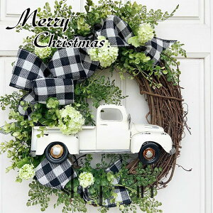 送料無料 クリスマスリース リング 可愛い 冬新作 車 ペーパートラック クリスマス おしゃれ 手作り インテリア用 部屋 玄関 吊り下げ飾り フロントドア アクセサリー プレゼント ギフト 家