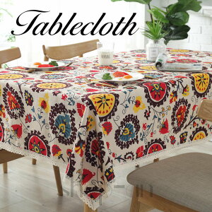 【送料無料】テーブルクロス 花柄 民族 復古風 インテリア クロス レトロ 生地 撮影布 おしゃれ アンティーク 布 ピクニック シート お手入れ テーブルマット ナチュラル 長方形 正方形 北欧
