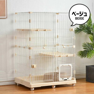 【猫専用ドア付き 】猫 ケージ キャットケージ 2段 多頭飼い 1段可能 猫ケージ ペットケージ ケージ ペット用 キャットハウス キャスター付き ペットサークル ネコ ハウス 移動便利 多段 留