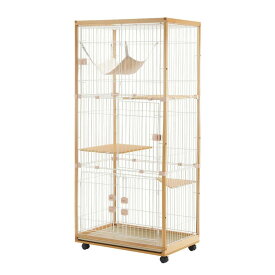 猫 ケージ キャットケージ 3段 木製フレーム トレー付き 猫専用ドア付き 多頭飼い ペットケージ ケージ 猫 無垢材 ハンモック付き キャスター付き ワイド 大型 猫ゲージ キャットハウス ネコ サークル 多段