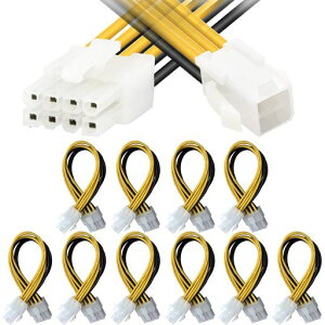 XiatiaosannATX12V4ピン-EPS12V8ピン電源変換ケーブル、4ピンメス-マザーボードCPU8ピンオスATXESPコンバータアダプター延長ケーブルATX8ピンポート付き電源用18cm、10本セット