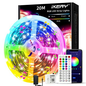 IKERYLEDテープライト20MRGB調光調色ストリングライト音楽同期44Kリモコン付きledテープ24V4ピン1600万色Ledライト間接照明天井廊下キッチン店舗室内装飾用テープライト非防水(20Mアプリ