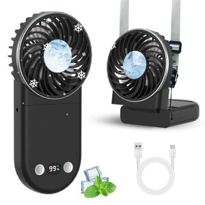 ハンディファン【2025夏新昇級・接触冷感急速冷却・折り畳み】扇風機爆風大風量携帯持ち運び小型冷却プレート搭載TYPE-C充電式LCD液晶画面残量表示軽量3段階風力調節7WAY強力静音熱中症対…