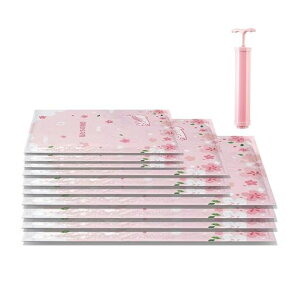 JIYUNII圧縮袋10枚組手動ポンプ付き真空圧縮袋二重チャック構造防塵防湿ダニ、カビ対策真空圧縮パック旅行衣替え出張引越し【100*80cm*460*80cm*340*60cm*3】