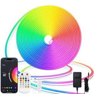 LamomoLEDテープライト5M調光調色チューブ管間接照明IP65防水高輝度切断可能ネオンライトBluetoothapp&リモコン制御音楽同期ライトテープパーティーDIYに店舗/看板/ゲーム室/天井/棚下/ホーム/…