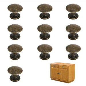 Coollooda引き出しノブ取手10個セミニハンドル取っ手つまみアンティーク亜鉛合金ハンドル直径約10mm高さ8mmネジ付きキャビネット引き出しグリップ家具食器棚戸棚食器棚装飾おしゃれ(ネジ…