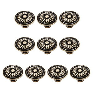 取っ手アンティークつまみ引き出しキャビネットノブ食器棚戸棚タンスハンドルブロンズ色36mmネジ付き10個セット