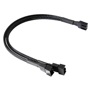 PWM電源ケーブルファン用延長ケーブル27cm2分岐ケーブル(1本3ピンと1本4ピ)対応PCケースファン増設用4ピン3ピンPCファンアダプターブラック