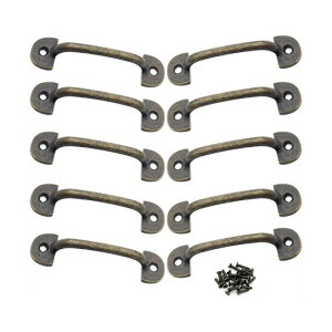 BLOOPICミニ取手プルハンドル亜鉛合金アーチ型強化ボックスハンドルアンティーク調ユニバーサルレトロネジ家具引き出し取っ手耐摩耗耐久性キッ10個入り付属ネジ(ブロンズ+6cm)