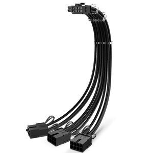 DoaemunpPCI-e5.0延長ケーブル30cm16ピン(12+4)オス-PCIE3x8Pin(6+2)メススリーブ付き延長ケーブル4ケーブルコーム付き12VHPWR16AWGケーブル、GPURTX3090Ti