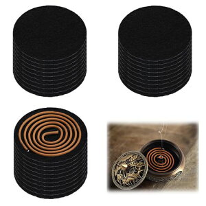 YAARUJEE不燃綿円型香炉用防火フェルト蚊取り線香ホルダーマット交換用難燃シート蚊取り線香皿お香皿寝かせる線香立てストーブ下敷き30枚セット耐熱防火蚊取りマット直径7.5cm