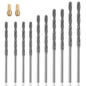 ダイヤモンドツイストドリルビット2mm丸穴ミニダイヤモンドカッターガラス貝殻ストーンタイル用翡翠、真珠ガラス貝殻10個(長43-80mm)