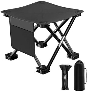 HZT折りたたみ椅子アウトドアチェアサイドポケット付き耐荷重180kg折りたたみ椅子軽量持ち運び超軽【550gだけ】一秒展開・収納イス背負える収納袋付属お釣り登山キャンプ焚き火お花見携…