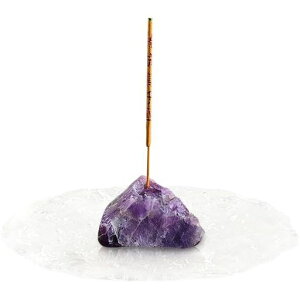 HIGHAWKお香立て香皿線香入れ天然クリスタル石スティック線香シンプル北欧置物書斎瞑想睡眠インテリア(パープル)