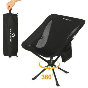 ROCKCLOUDキャンプチェアメッシュチェア折りたたみ超軽量アウトドアチェアキャンプ椅子超軽量収納袋付きコンパクトイス耐荷重お釣り登山ハイキング携帯便利いすブラック(回転可能)