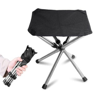 KVASSアウトドアチェア折りたたみ椅子軽量コンパクトキャンプイス4脚伸縮耐荷重100kg収納バッグ付き釣り運動会登山BBQステンレス鋼(Black)