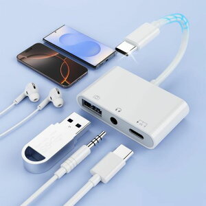 【2025新設計】USB-Cto3.5mmジャック+USB+充電アダプター3in1USB-C変換アダプタUSB+jack3.5mmイヤホンジャック変換ケーブルTypeCUSBカメラアダプタタイプC