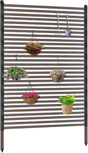 TUIYIDUOフェンス目隠し屋外ボーダーフェンス幅90x高さ150cm屋外フラワートレリス垣間仕切り庭後付け柵ルーバーラティス屋外用プライバシースクリーンDIY自立式組み立て簡単パティオ、裏…