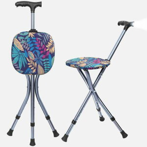 ステッキチェア大人用ウォーキングスティック、高齢者用松葉杖スツール、軽量ポータブル折りたたみスツール、大人用杖チェア(高さ調節ハンドル)、折りたたみ式ウォーキング杖、レデ…