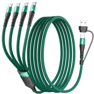 SIQIWO[2�{�p�b�N1.2M]�}���`USBC�P�[�u���A4in2�ґgUSBA/C-USBC�X�v���b�^�[�[�d�R�[�h�A4��TypeC�|�[�g�AiPhone151617�V���[�Y�ASamsung