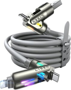 LISEN�炢�Ƃɂ񂭂��[�Ԃ�y1M�ő�240W�z�}���`�[�d�P�[�u��4in1�t�̃V���R�[���炢�Ƃɂ񂭂��[�Ԃ�^�C�vc�}���[�d480Mbps�f�[�^�]��CtoC/�^�C�vc���C�g�j���O/USBAto