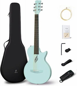 EnyaNovaGoアコースティックギター・カーボン一体成型ミニギター初心者キット、ギターケースとギター両方のストラップ付属(ブルーBlue)