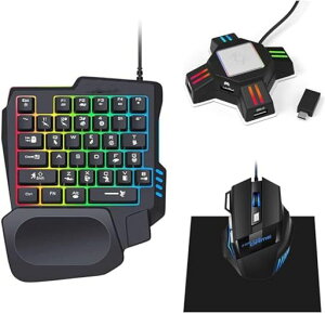 �Ў�L�[�{�[�h �}�E�X �R���o�[�^�[ �Z�b�g����΁[���[switch�p Switch/PS5/PS4/Xbox One�Ή� ���{��������t�� USB�L�� RGB�Q�[�~���O�L�[�{�[�h �Q�[�~���O�}�E�X �ڑ��A�_�v�^�[