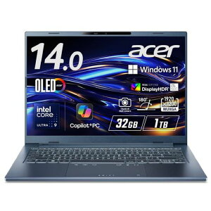 AcerSwiftGo14AI�C���e��CoreUltra9OLED����DCI-P3100%WUXGA16:1032GB������1TBSSD14�C���`23.5���ԋ쓮���^�y��1.24kg207����fIR